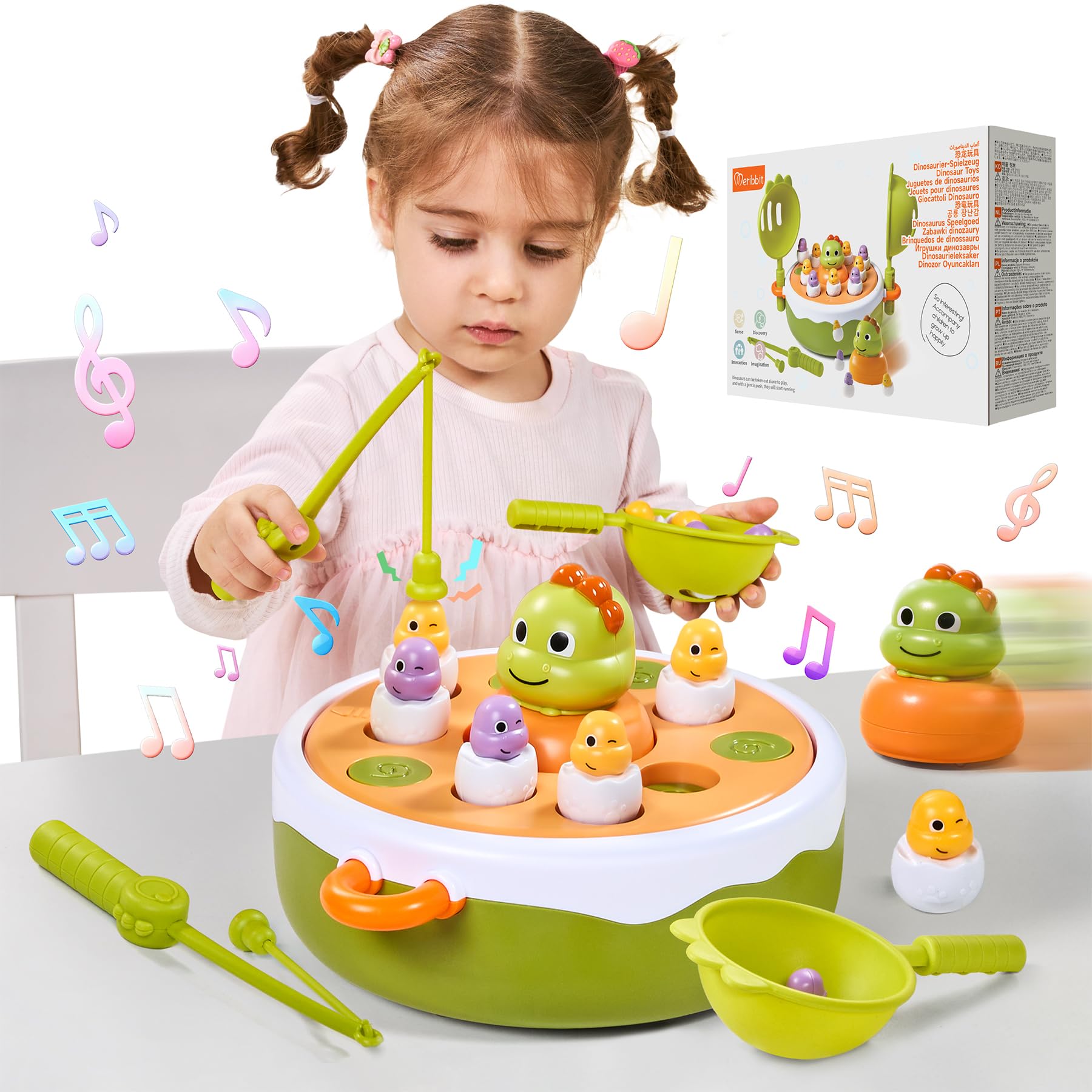 Meribbit Fishing Game, 4 in 1 Magnetic Fishing Game for kids, Bounce and Music Design suitable for Kids Gifts, montessori toys Educational Toys for 2-3 year olds