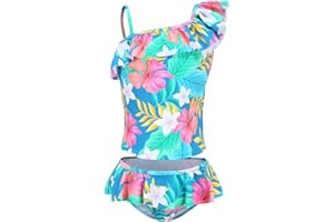Moon Tree Girls Two Piece Bathing Suit Ruffle Tankini Swimsuits Hawaiian Floral Swimwear Set