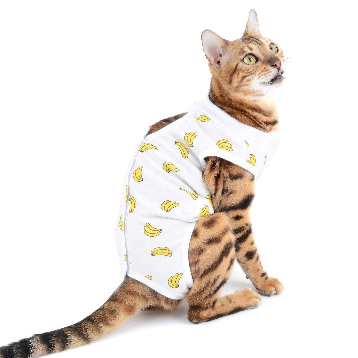 SELMAI Dog Recovery Body Suit Cat after Surgery Abdominal Wound Protector E Collar Alternative Puppy Wearing for Skin Diseases Surgical Care Pet Prevent Licking Multi Color Various Pattern Yellow M