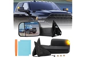 MOFOAP Passenger Side Mirror Compatible with 2009-2018 Dodge Ram 1500,2010-2018 Dodge Ram 2500 3500,Tow Mirrors with Power Glass Heated Turn Signal Light Puddle Lamp(Black)