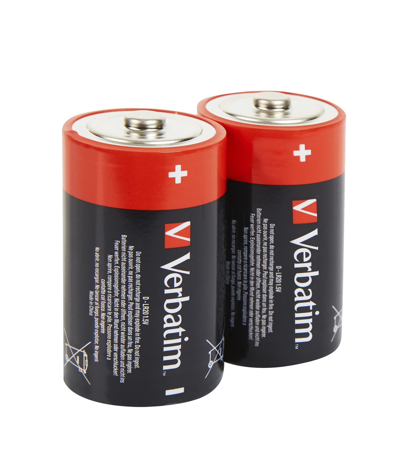 VERBATIM Premium Alkaline Block Batteries - 1.5V - D-LR20 mono-battery - D alkaline batteries - batteries for radio, camera, torch, remote control & more - premium alkaline battery - 2 pcs
