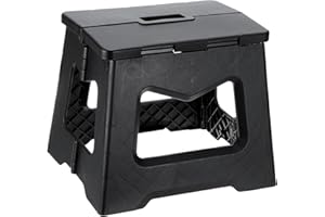uxcell 9" Folding Step Stool for Adults 220 lbs Capacity Non-Slip Step Stool with Handle Collapsible Foot Stools, Black Small