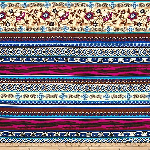 Peachskin Geo Bohemian Purple/Brown/Fuchsia/Green Fabric By The Yard