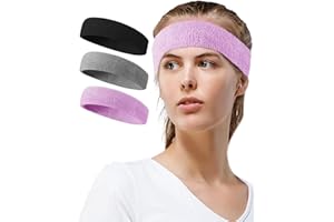 Tanluhu Sweatbands Sport Headbands for Working Out, Execise, Tennis, Basketball, Running - Terry Cloth Athletic Sweat Cotton Headband Outdoor for Men & Women