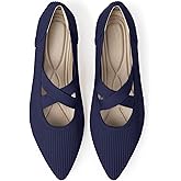 TINGRISE Women's Flats Shoes Pointed Toe Knit Washable Comfortable Dressy Mary Jane Ballet Flat with Strap