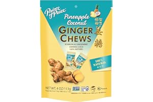 Prince of Peace Ginger Chews with Pineapple Coconut 4oz – Candied Ginger – Candy Pack – Ginger Chews Candy – Natural Candy – Ginger Candy for Nausea