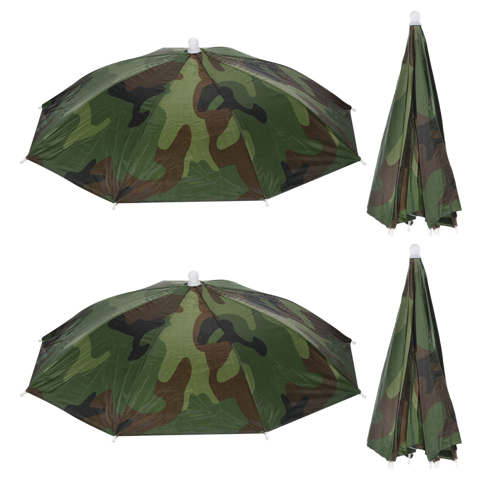PATIKIL Umbrella Hat, 4 Pack 20 Inch Folding Sun Rain Cap Hands Free Fishing Umbrella Hat for Golf Fishing Camping Outdoor, Camo