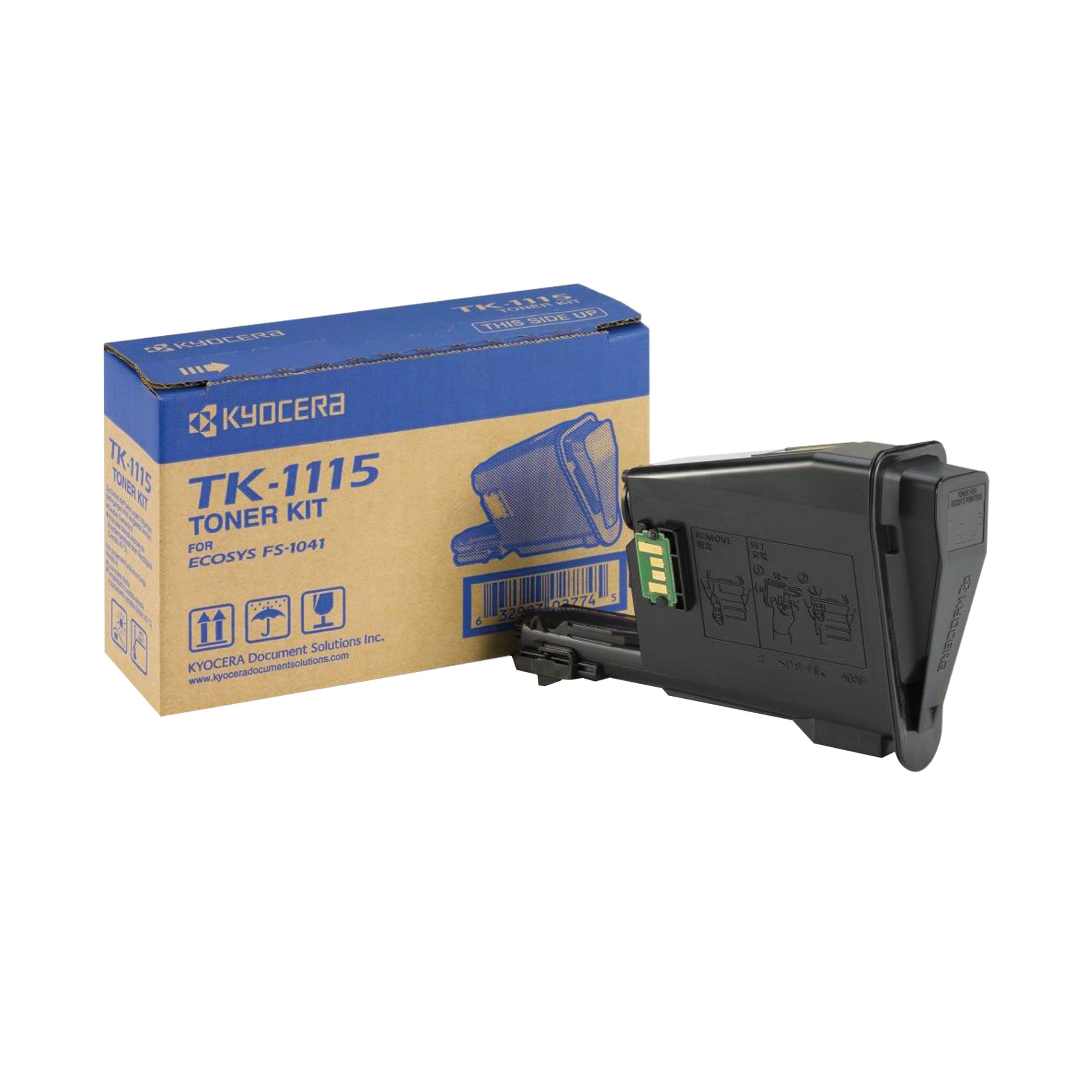 Kyocera TK-1115 Toner Black, 1,600 Pages, Original Premium Printer Cartridge 1T02M50NLV compatible with ECOSYS FS-1041, FS-1220MFP, FS-1320MFP