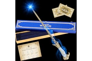 Kwistq Magic Wand Light Up Rechargeable Toy Wizard Cosplay Accessory with Spell Guide and Magic Ticket and Gift Box for Halloween Christmas Birthday Party Favors