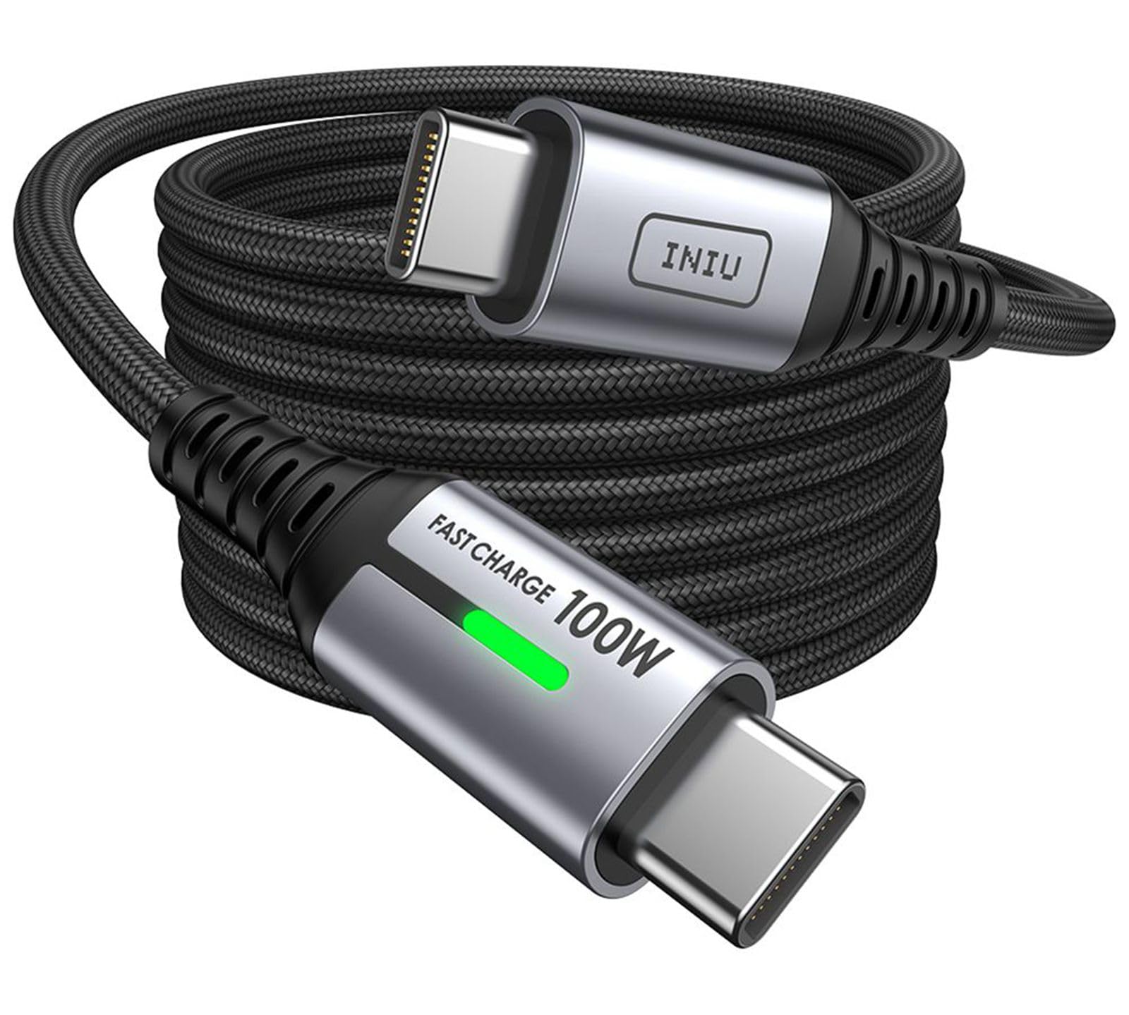 INIU USB C Cable, [6.6ft/2m] 100W PD USBC to USBC Charger Cable Fast Charging, Nylon Braided Type C to C Power Cord Data Cable USB-C for iPad Air MacBook Pro iPhone 16 15 Samsung Galaxy S23 S22 A9