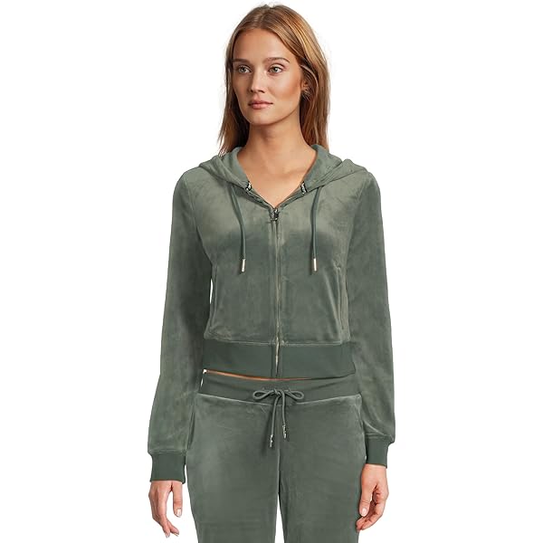 Juicy Couture Womens Ombre Hotfix Classic Juicy Hoodie Liquorice