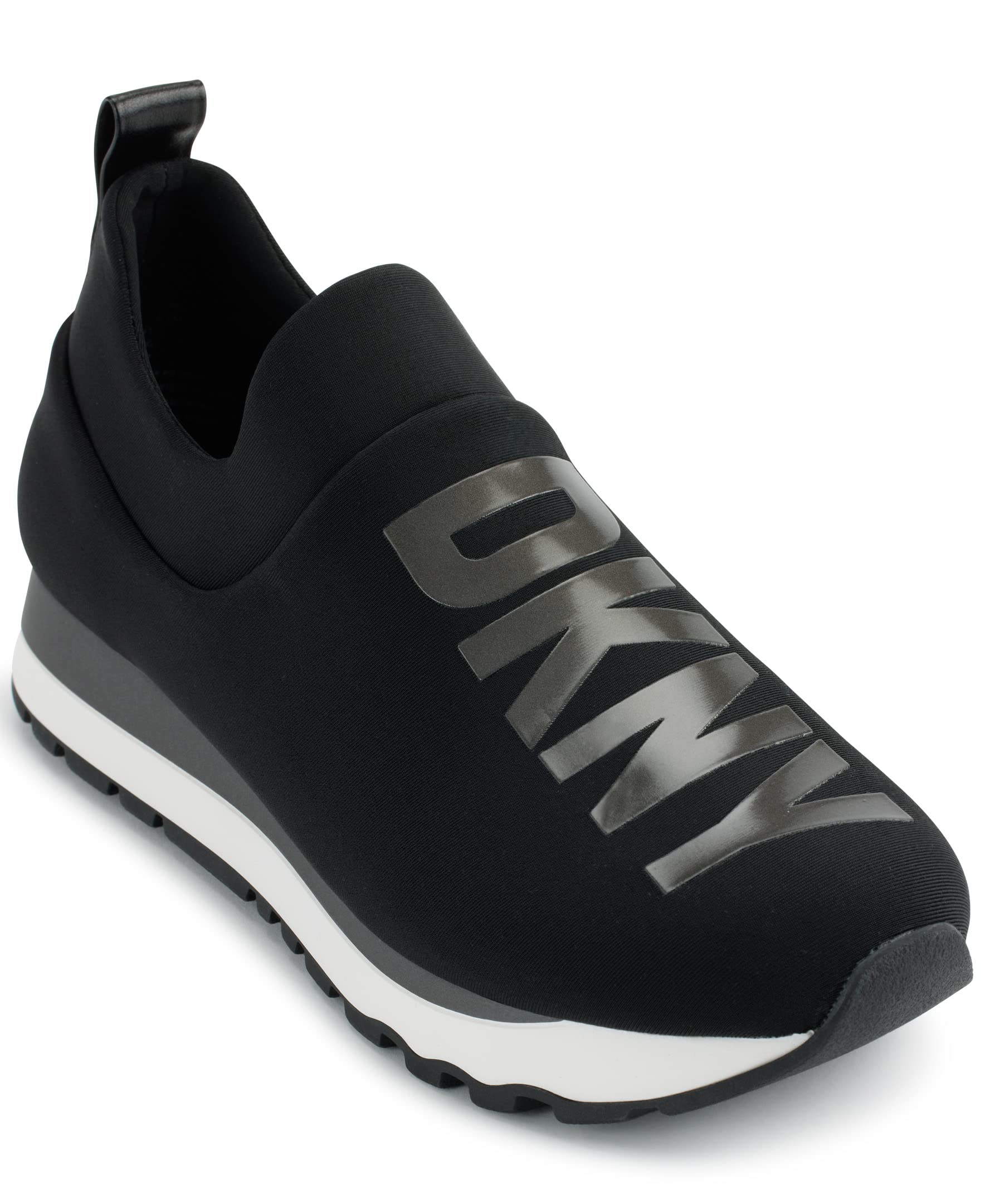 DKNY Women’s Jadyn Slip on Jogger Sneaker, Black/Dark Gunmetal, 10