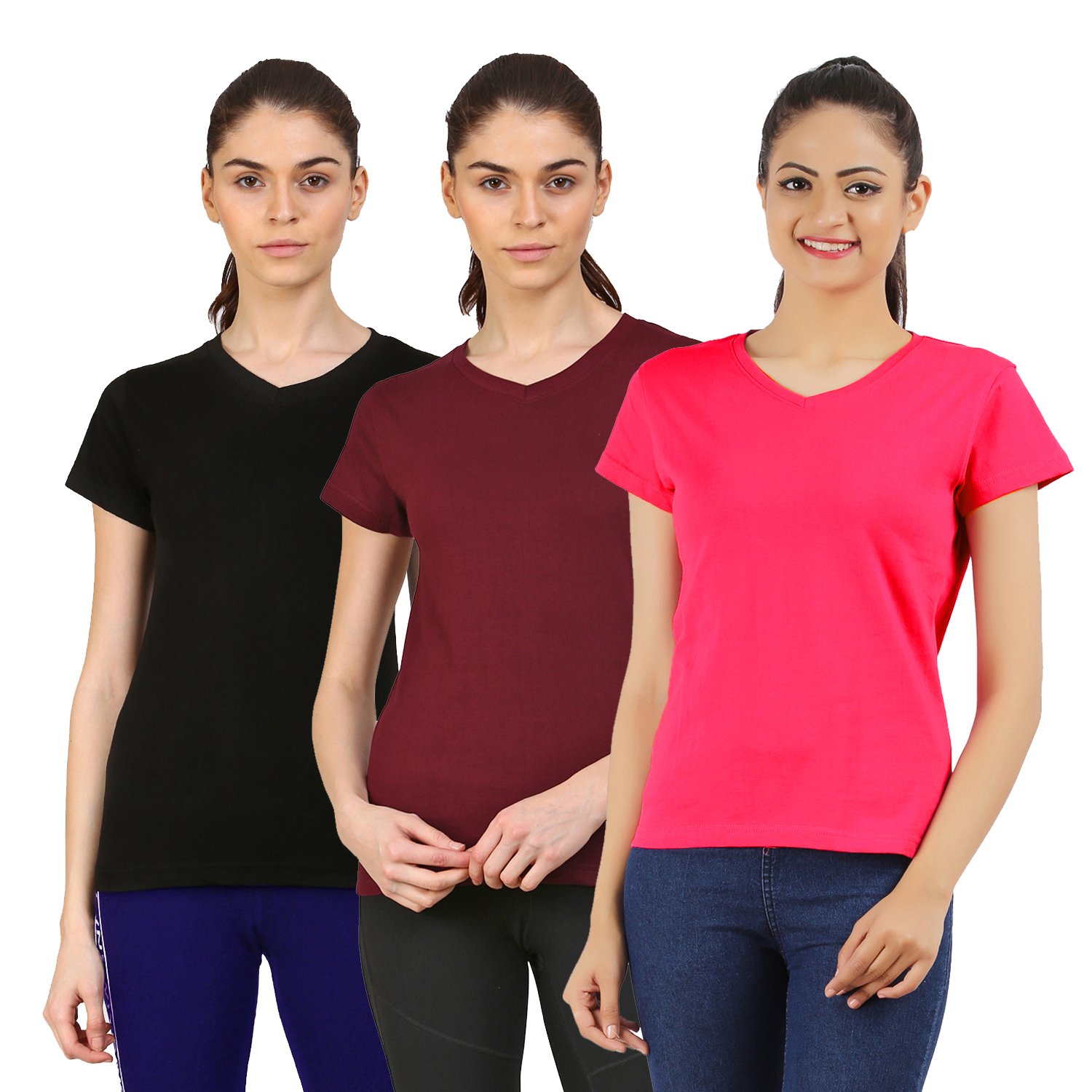 ap'pulse women's short sleeve t shirt(combo pack of 3)