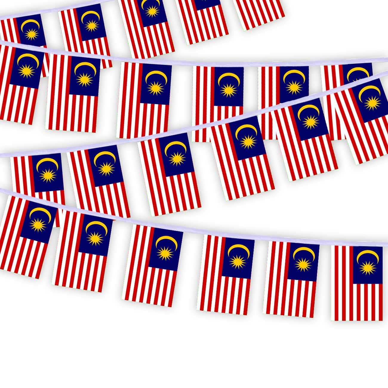 Photo 1 of 30PCS Malaysia National Flag Bunting String,33 FT Malaysians Pennant Banner Decoration,Decoration Banner for School Party Meeting Carnival Decor