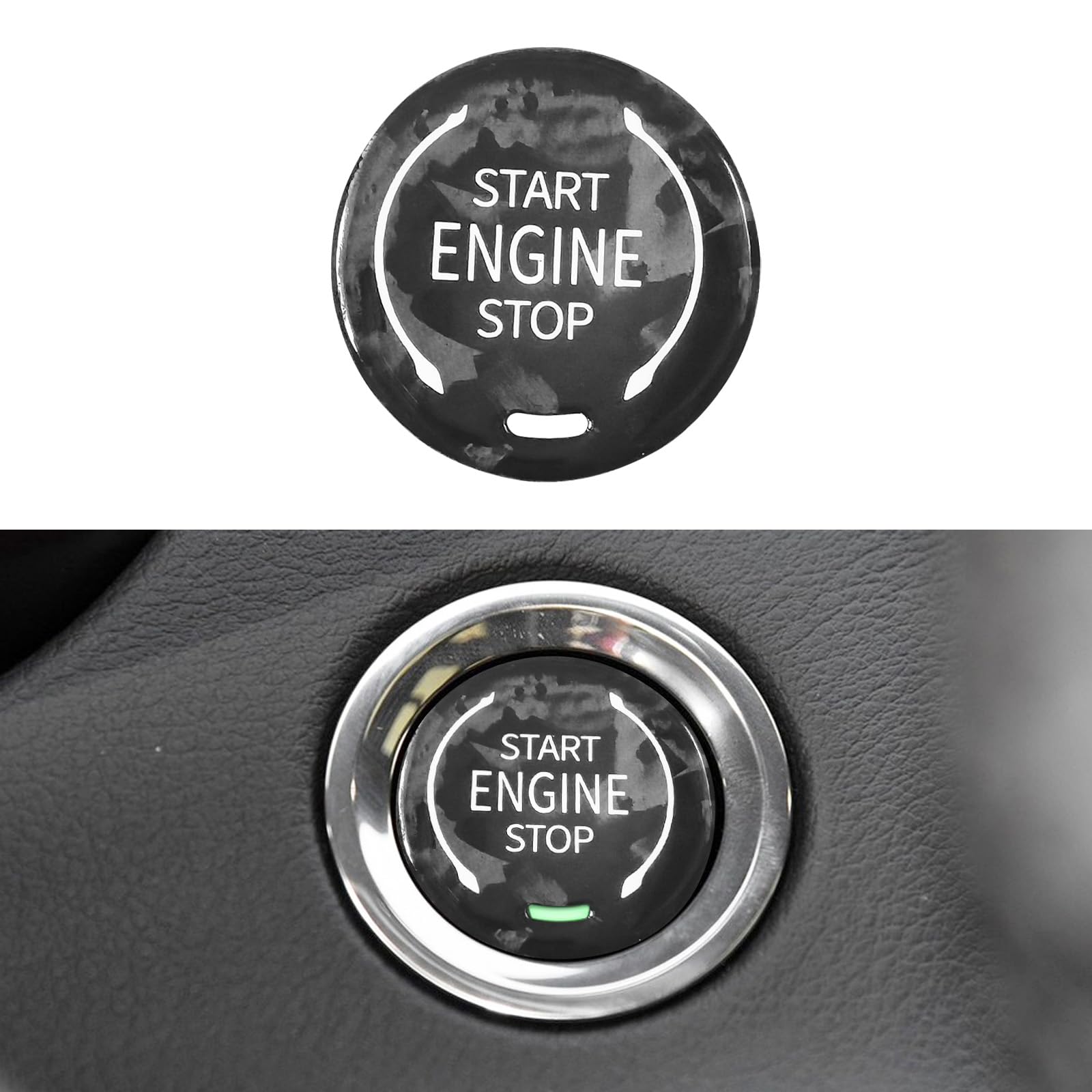 Photo 1 of QianBao Compatible with Black Forged Carbon Fiber Start Stop Button Cover Car Engine Push Start Ignition Switch for Cadillac XT4 2018 XT6 2019 CT5 2020 Corvette C8 2020 2021