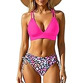 Women's Two Piece Bikini - Push Up Swimsuit Set V Neck Lace Up Bathing Suit 2025 Swimwear