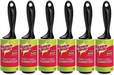 Scotch-Brite Lint Roller Pack of 6 56 Sheets Each Removes Lint Fur Fuzz