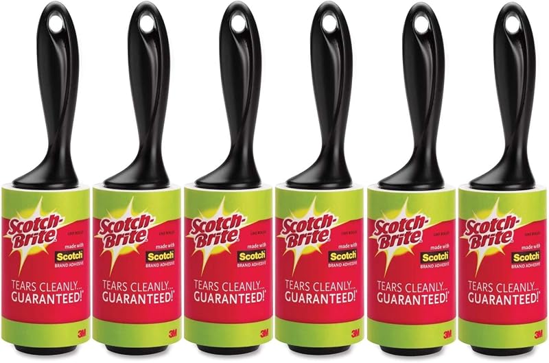 Scotch-Brite Lint Roller Pack of 6 56 Sheets Each Removes Lint Fur Fuzz