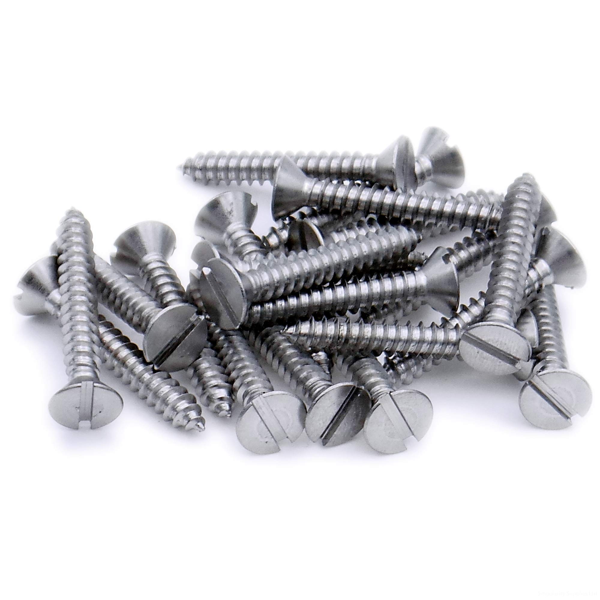 No.8 x 1 (4.2mm x 25mm) Slot Countersunk Self-Tapping Screw - Stainless Steel (A2) (Pack of 20)
