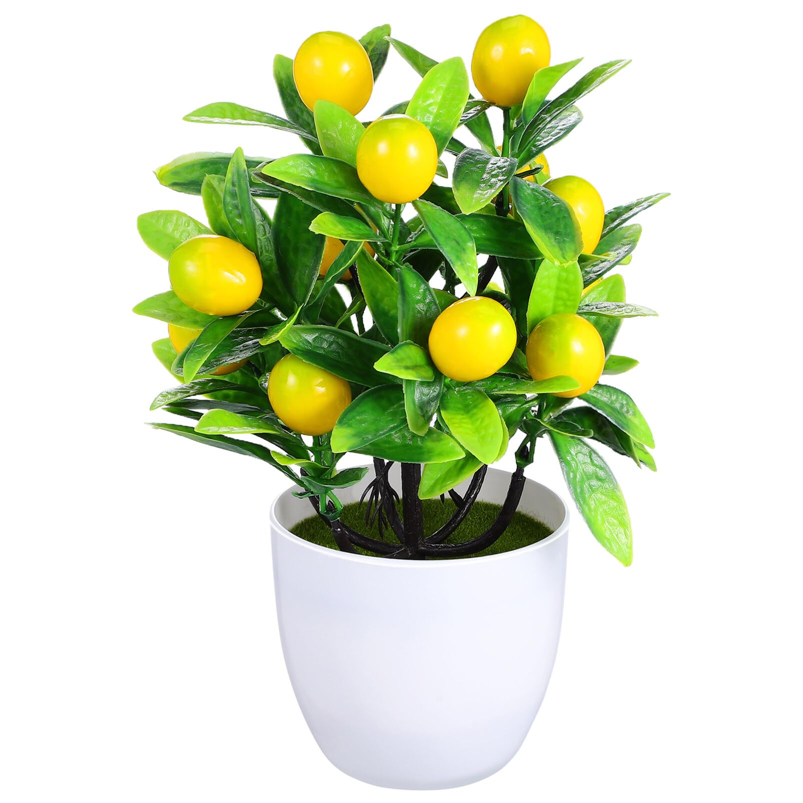 Ciieeo Mini Lemon Tree Bonsai Realistic Fake Potted Plant for Home and Office Decoration Small Artificial Bonsai Ornament Easy Care Desktop Adornment Present for Plant Lovers