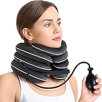 AUVON Cervical Neck Traction Device Inflatable Neck Stretcher with Innovative 3-Layer in Vary Sizes Decompression Design, Nec
