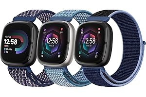 Bcuckood Nylon Loop Compatible with Fitbit Sense 2/Fitbit Sense/Fitbit Versa 4/Fitbit Versa 3 Bands, Women Men Soft Nylon Adjustable Breathable Strap Solo Loop Replacement Wristband