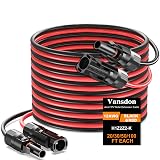 Vansdon 2x50 Feet Solar Panel Extension Cable, 12AWG Solar Cable, Solar Panel Cable with Female and Male Waterproof Connectors for RV, Photovoltaic Systems (50FT Red + 50FT Black)