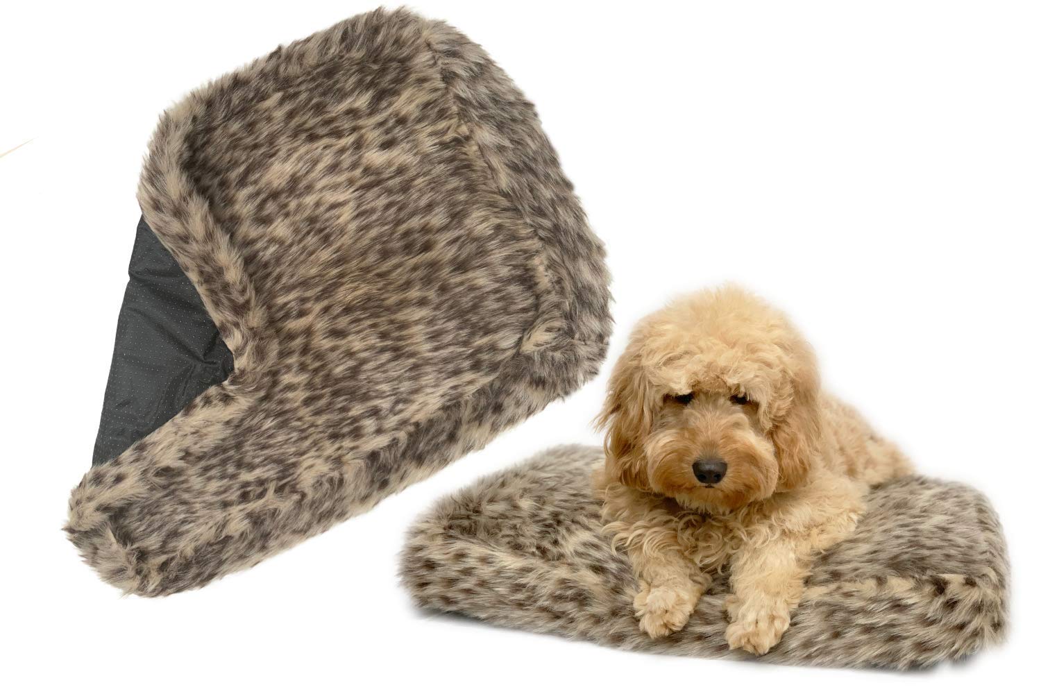 Millie Mats LEOPARD FAUX FUR PET BED COVER ONLY SMALL 61 CM X 41 CM X 10 CM Instantly Turn Old Bed to a Luxurious Bed