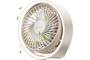 BURLAN Cordless Desk Fan, Battery Operated Fan with USB, 70ft Strong Airflow Portable Fan, Quiet Operation Fan with LED Light and 360° Rotate Table Fan for Bedroom Home Office Outdoor Travel(White)