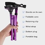 RUNZI Folding Cane with LED Light Adjustable Height Purple view 2