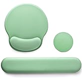 Keyboard Wrist Rest Mouse Pad with Wrist Support, Gaming Mousepad with Non-Slip Base, Ergonomic Mouse Wrist Arm Cushion Support for Home Office Laptop Computer, Easy Typing for Pain Relief, Green