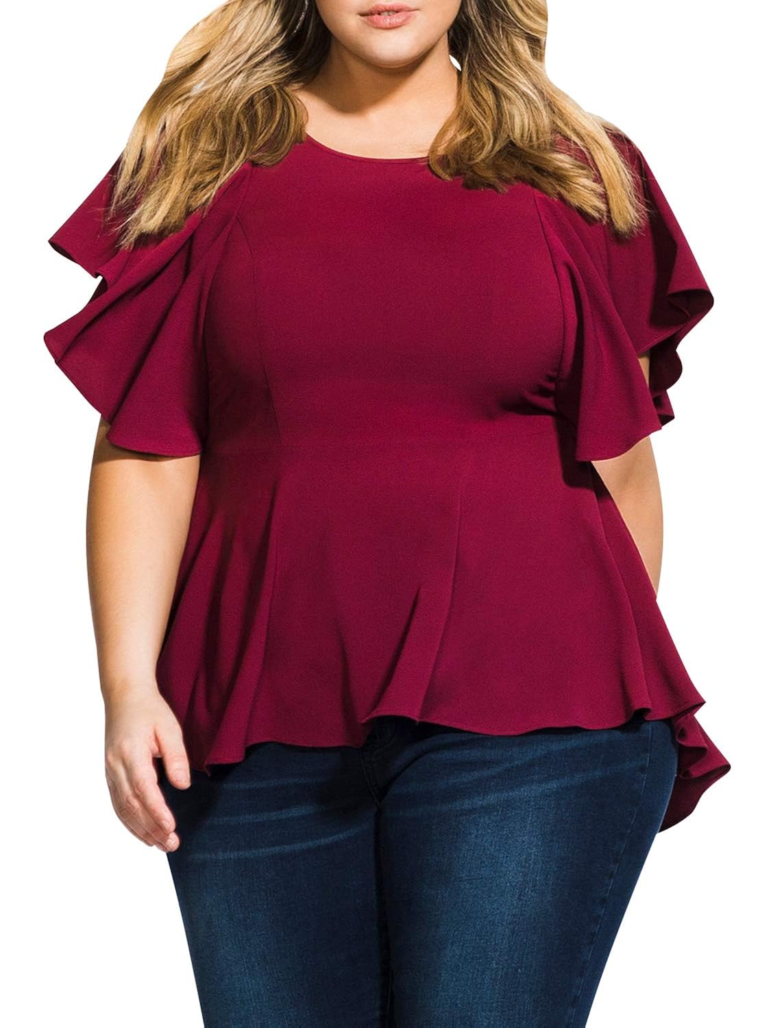 plus size red peplum top