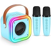 Mini Karaoke Machine for Kids, Girl Toys Gifts, Kids Karaoke Wireless Microphone for 4,5,6,7,8,9,10,11,12 Years Old Boys and Girls Christmas Party Gifts Toys (Blue)