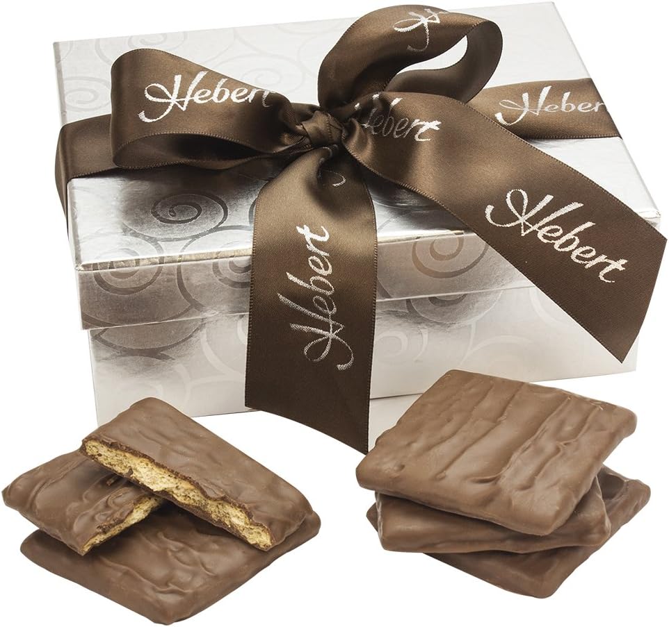 Hebert Candies Milk Chocolate Covered Graham Crackers Gift Box , 0.75 Pound