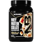 NutraBio 100% Whey Protein Isolate Protein Powder, 25g Protein with Complete Amino Acid Profile, Non-GMO, Soy & Gluten Free, Low Carb, Low Calorie Whey Protein Powder, Vanilla Caramel, 2 Lbs
