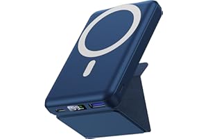 Yiisonger Magnetic Wireless Portable Charger, Foldable 10000mAh Battery Pack with USB-C Cable LED Display, Magnetic Power Bank 22.5W PD Fast Charging for iPhone 15/14/13/Pro/Mini/Pro Max (Blue)