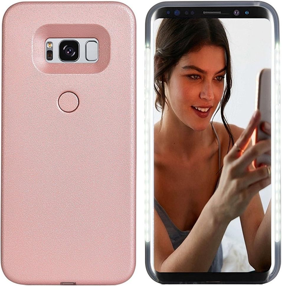 Avkkey Galaxy S8 plus Led Case Samsung Galaxy S8 plus Selfie Light iPhone Case Great for a bright Selfie and Facetime Illuminated Light Up Case Cover for Galaxy S8+/Rose Gold