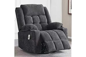 Ketaiyou Power Swivel Rocker Recliner Chair for Adults with Massage and Heat, USB and Type-C Ports, Infinite Position, Electric Glider Reclining Single Sofa Chair for Living Room(Dark Grey)