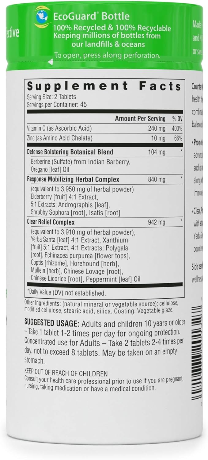 Rainbow Light Counter Attack with Vitamin C and Zinc, Gluten-Free, Vegan, Sugar-Free, 3 Targeted Blends For Overall Immune Support, 90 Tablets: Health & Personal Care