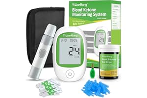 YiLianKang Blood Ketone Meter and 15 Blood Ketone Test Strips and 15 Lancets, Ketone Monitor Kit For Ketogenic Diet, Keto Test Check Ketosis, 5 Second Fast Get Results