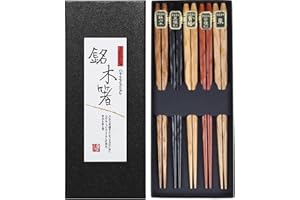 HuaLan Japanese Natural Wood Chopsticks Set, Reusable Classic Style Chopsticks ,Dishwasher Safe Non-Slip Design Chop Sticks 5