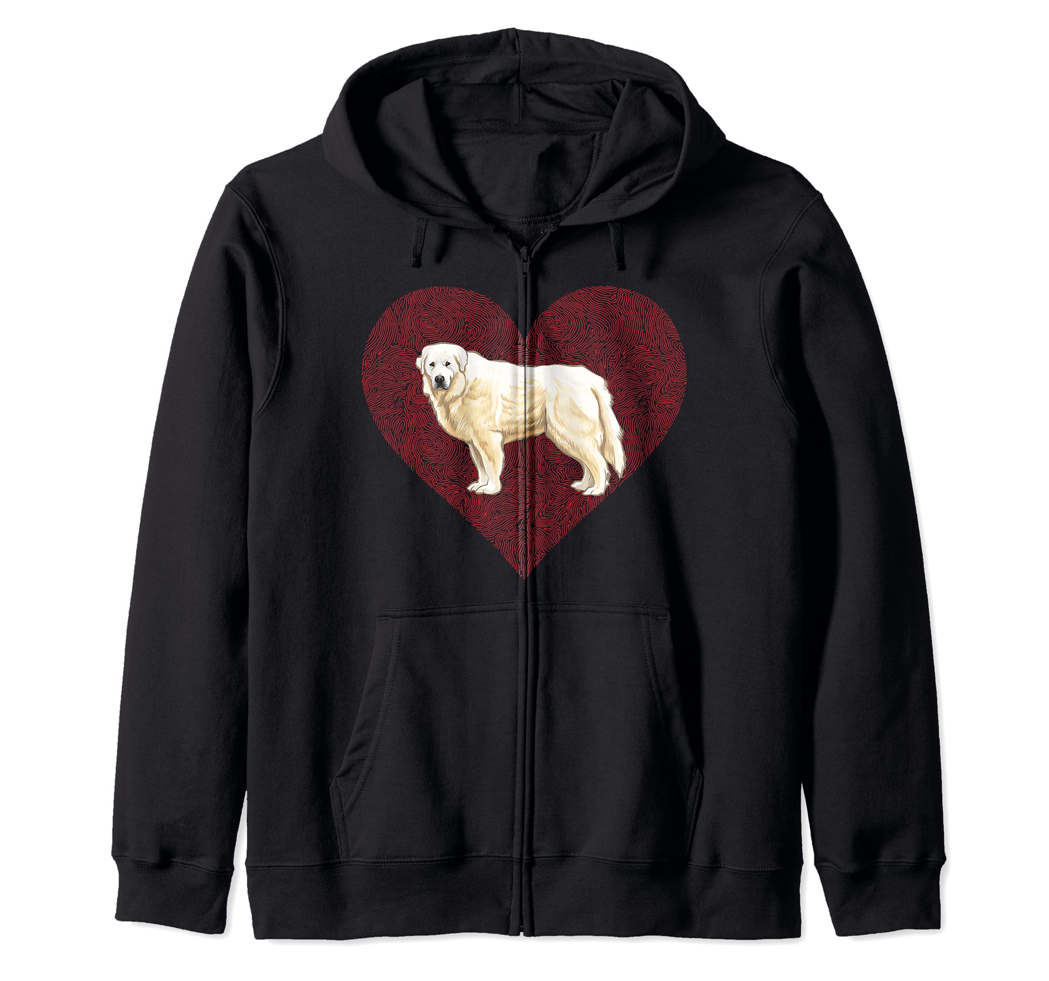 Great Pyrenee Valentines Day Dog Love Fingerprint Zip Hoodie