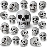Aoriher 20 Pcs Halloween Skulls Decor, Plastic Skeleton Heads, Medium | 3 Sizes Plastic Skull Set, Fake Skeleton Heads for Halloween Parties, Haunted Houses, Table Decor and DIY Crafts