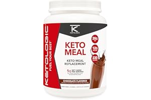 KetoLogic Keto Meal Replacement Shake Powder for Optimal Results + MCT Oil + Grass-Fed Whey - Perfectly Formulated Macros for Ketosis - 20 Servings - Chocolate
