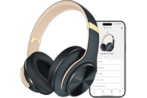 DOQAUS Bluetooth Headphones Over Ear, 90H Playtime Wireless Headphones with App Control 9 EQ, Hi-Fi Stereo Sound Headset for 