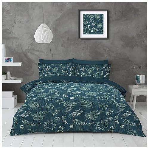 GC GAVENO CAVAILIA Botanical Double Duvet Set - Leaf Bedding Set (200x200 Cm) - Microfiber Floral Duvet Cover with Pillowcase - Soft Quilt Cover