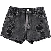 OYOANGLE Girl's Cute Butterfly Print Ripped Denim Shorts Raw Hem Jeans Shorts with Pocket
