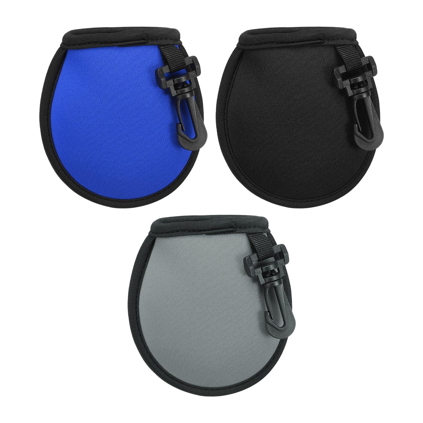 PATIKIL Golf Ball Washer Pouch, 3 Pack Portable Golf Balls Cleaner Pocket Bag with Hanging Clip for Women Men Golf Exercise, Gray,Black,Sapphire Blue