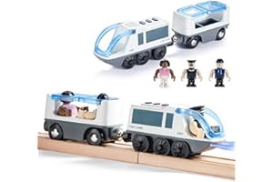 Tiny Land Battery Operated Action Locomotive Train - Powerful Engine Bullet Train Set Compatible with Major Brand Tracks - Battery Powered Track Toys for Toddlers Boys Girls Kids 3 4 5 - White