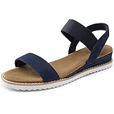 DREAM PAIRS Womens Espadrilles Ankle Stretch Elastic Strap Open Toe Wedges Flats Sandals